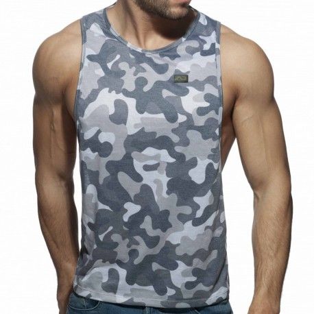 Addicted Débardeur Low Rider Washed Camo Gris