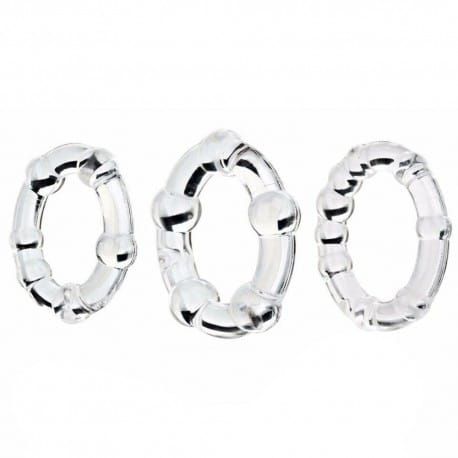 Orion Lot de 3 Cockrings Transparents à Billes