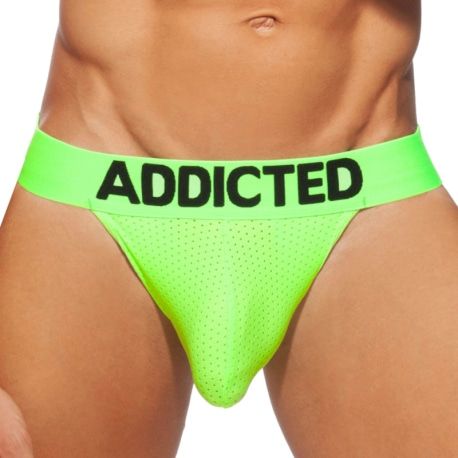 Addicted Jock Strap Cockring Mesh Neon Vert Fluo