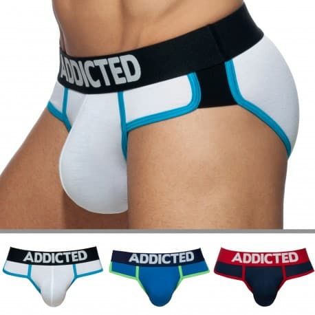 Addicted Lot de 3 Slips Second Skin Blanc - Marine - Bleu Roi