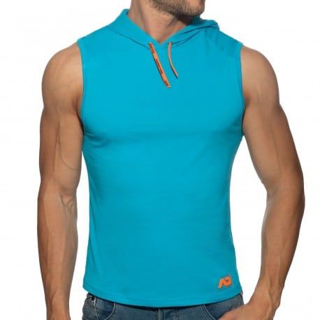 Addicted Logo Band Cotton Hoody - Blue