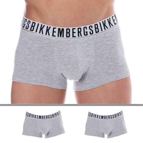 Bikkembergs 2-Pack Essential Cotton Boxer Briefs - Heather Grey