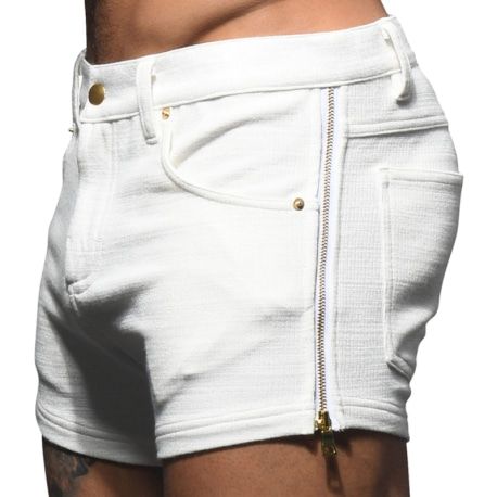 Andrew Christian Short Stretch Skinny Zip Blanc