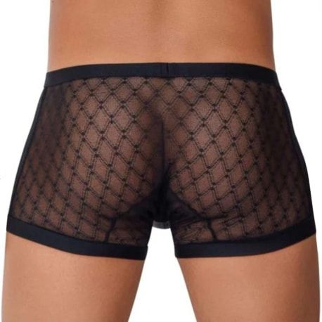  Boxer Dentelle et Simili Cuir Noir