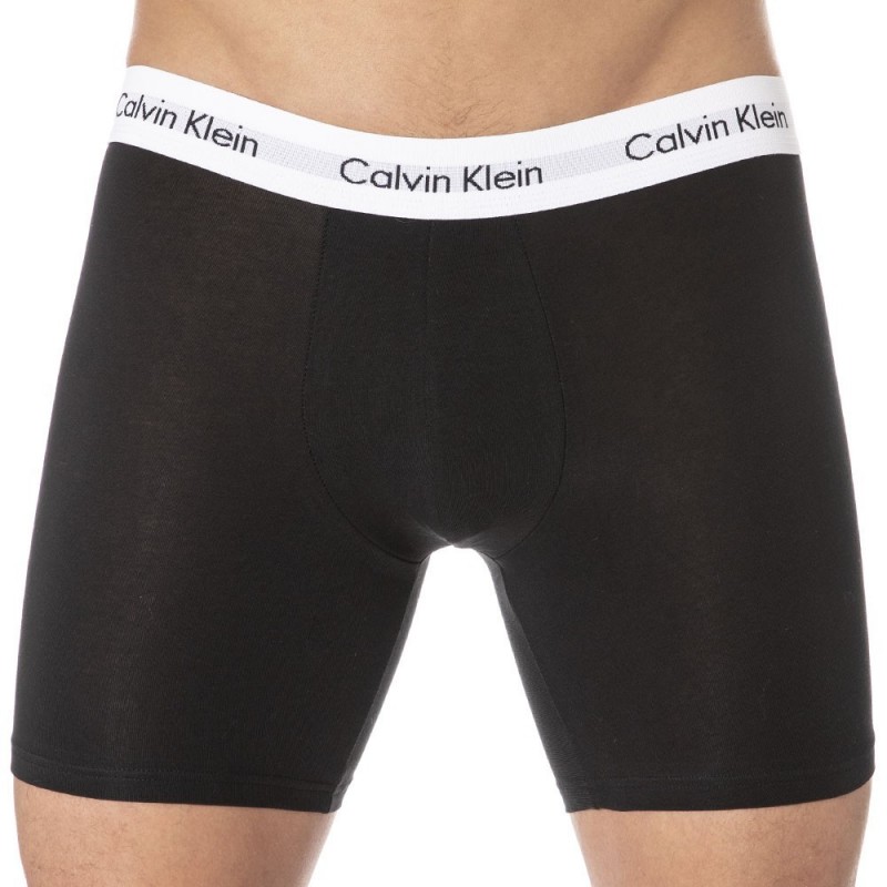 Calvin Klein Lot de 3 Boxers Longs Cotton Stretch Noir - Blanc - Gris