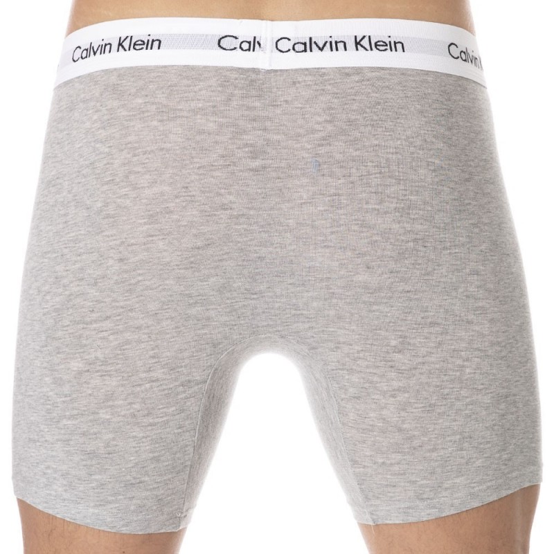 Calvin Klein Lot de 3 Boxers Longs Cotton Stretch Noir - Blanc - Gris