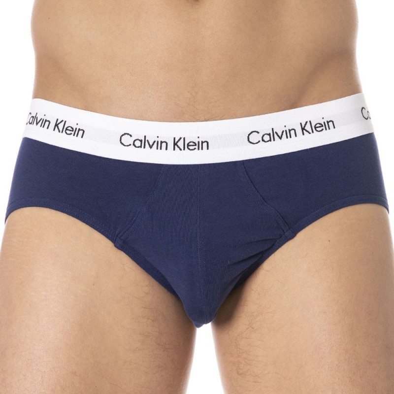 Calvin Klein Lot de 3 Slips Cotton Stretch Bleu - Blanc - Rouge
