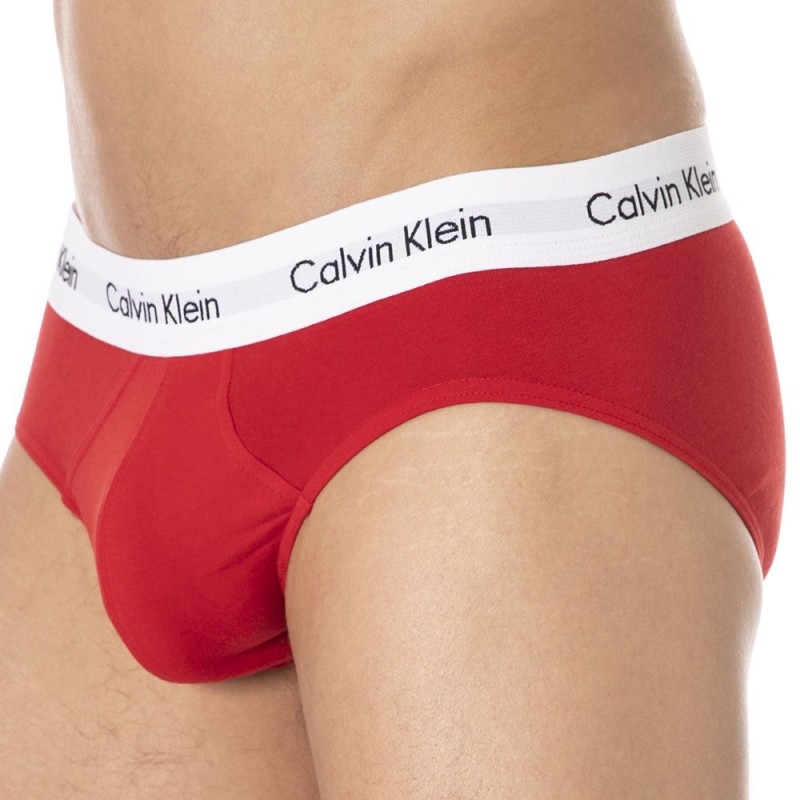 Calvin Klein Lot de 3 Slips Cotton Stretch Bleu - Blanc - Rouge
