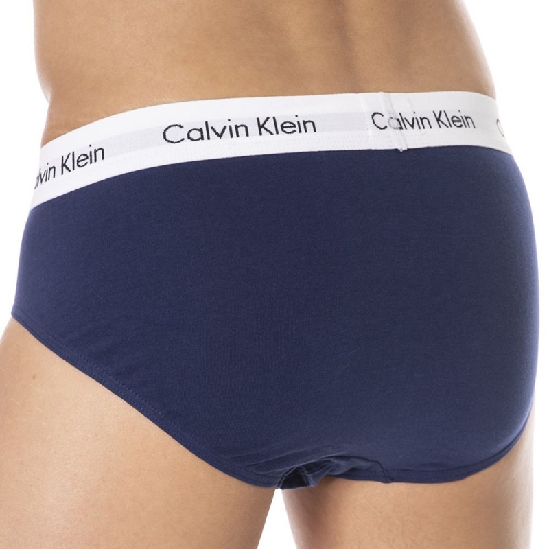 Calvin Klein Lot de 3 Slips Cotton Stretch Bleu - Blanc - Rouge