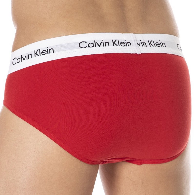 Calvin Klein Lot de 3 Slips Cotton Stretch Bleu - Blanc - Rouge