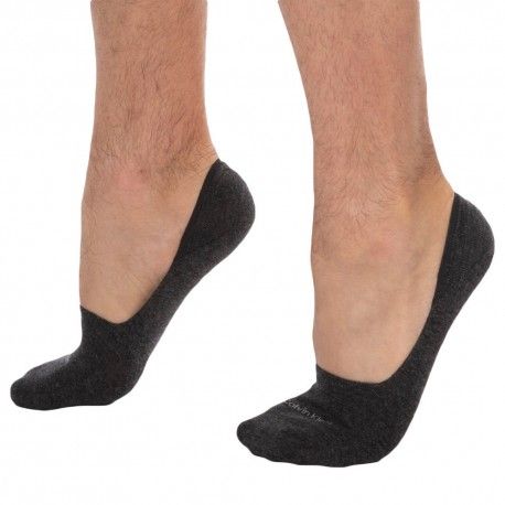 Calvin Klein Lot de 2 Paires de Chaussettes Invisibles Luca Gris Clair - Anthracite