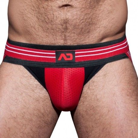 AD Fetish Jock Strap Double Stripe Noir - Rouge