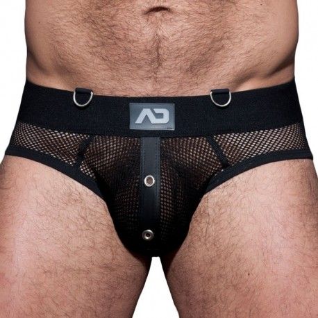 AD Fetish Mesh Mixed Bottomless Brief - Black