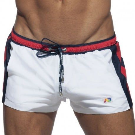 Addicted Short de Bain Basic Stripes Blanc