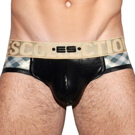 ES Collection Jock Strap Squares Gold Noir