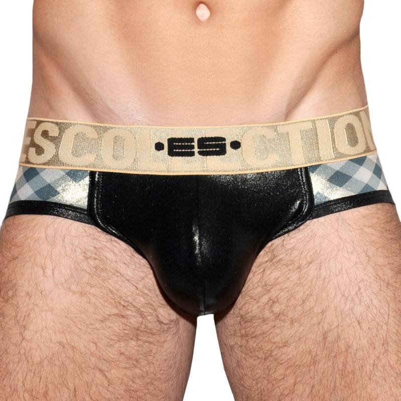 ES Collection Jock Strap Squares Gold Noir