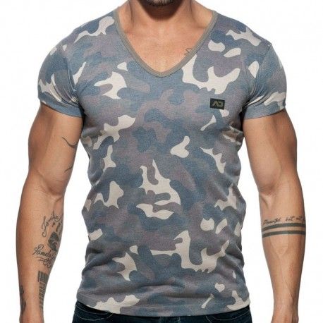 Addicted T-Shirt Washed Camo Kaki