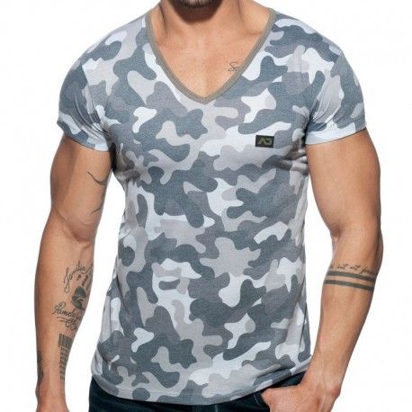 Addicted T-Shirt Washed Camo Gris