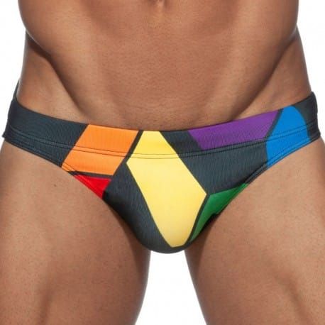 Addicted AD Rainbow Bikini Swim Brief - Black