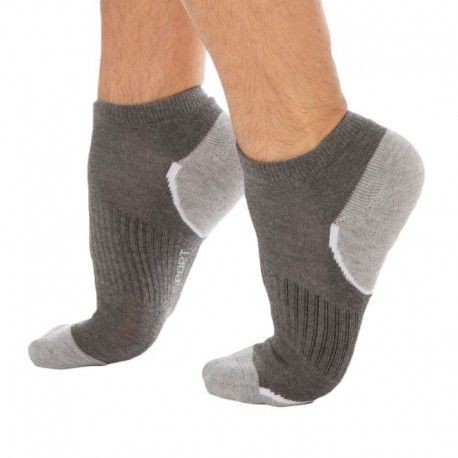 DIM Lot de 3 Paires de Socquettes Sport Grises