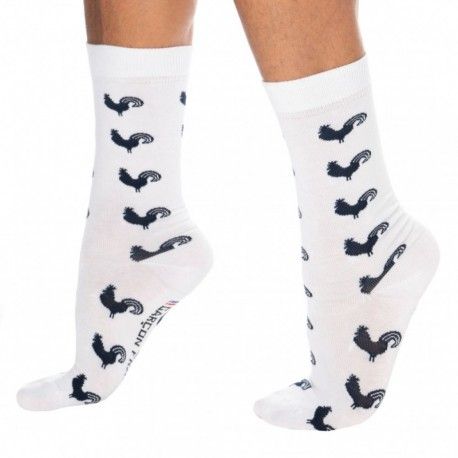 Garçon Français Chaussettes Coq Gaulois Blanches