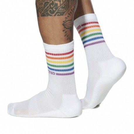Addicted Chaussettes Rainbow Blanches