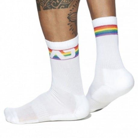 Addicted Chaussettes AD Rainbow Blanches