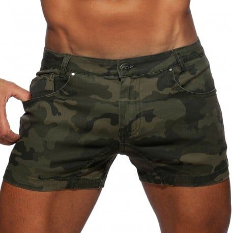 Addicted Short en Jeans Camouflage Kaki