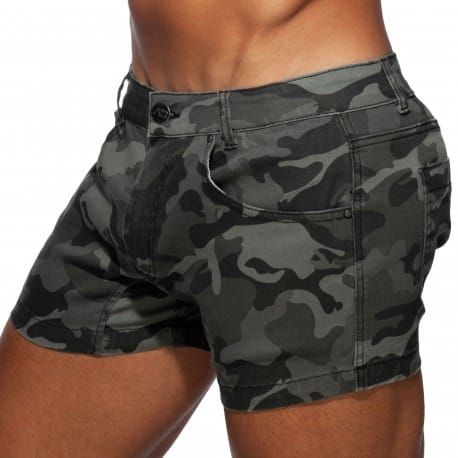 Addicted Short en Jeans Camouflage Gris