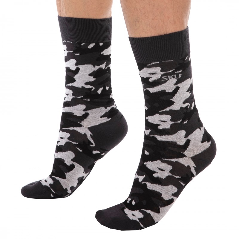 SKU Chaussettes Basses Coton Camouflage Grises