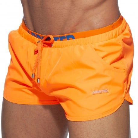 Addicted Short de Bain Double Waistband Orange