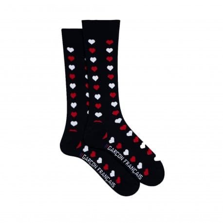 Garçon Français Chaussettes Basses Coton Cœurs Bleu Marine