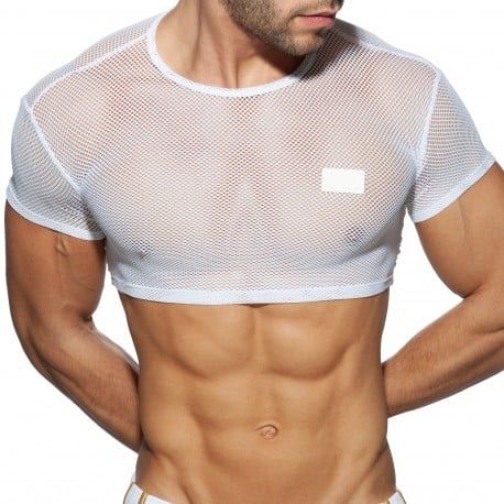 Addicted T-Shirt Crop C-Through Mesh Blanc
