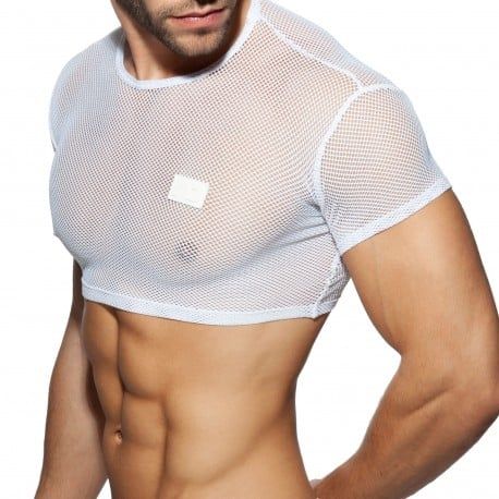Addicted T-Shirt Crop C-Through Mesh Blanc