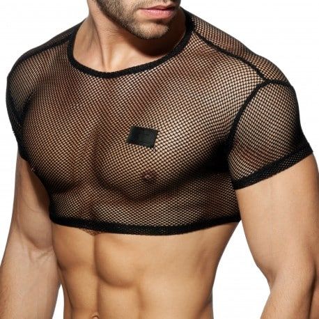 Addicted T-Shirt Crop C-Through Mesh Noir