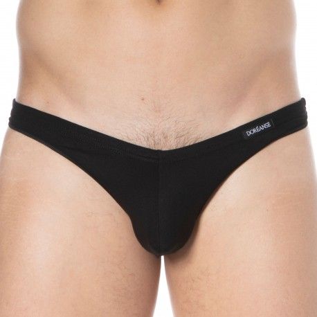 Doreanse String Sexy Coton Modal Uni Noir