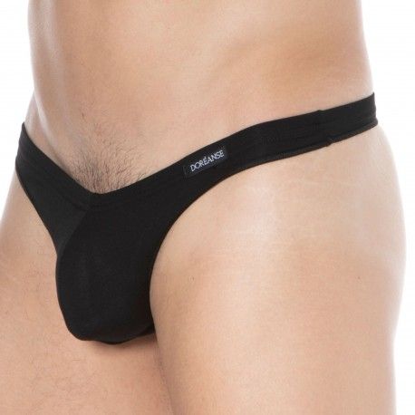Doreanse String Sexy Coton Modal Uni Noir