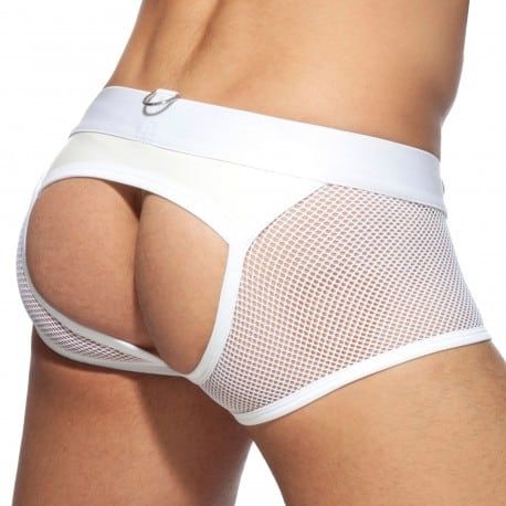 AD Fetish Boxer Empty Bottom Mesh Mixed Blanc