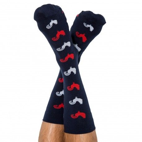 Garçon Français Chaussettes Coq Gaulois Bleu Marine