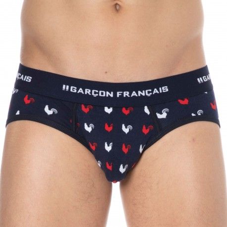 Garçon Français Slip Coq Gaulois Bleu Marine