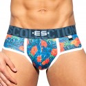 ES Collection Slip Double Side Flowers Bleu Marine