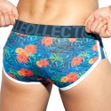 ES Collection Slip Double Side Flowers Bleu Marine