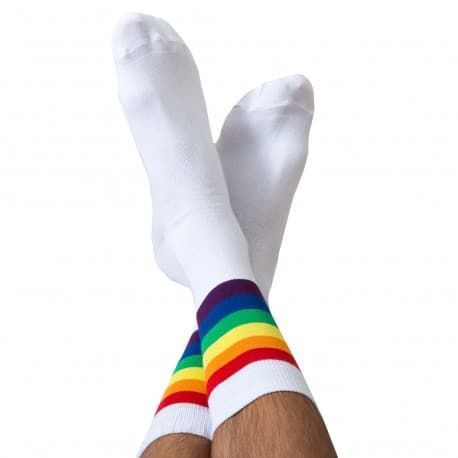 Garçon Français Chaussettes Coton Rayures Arc-en-Ciel