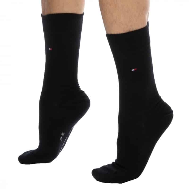 Tommy Hilfiger Lot de 2 Paires de Chaussettes Classiques Coton Noires