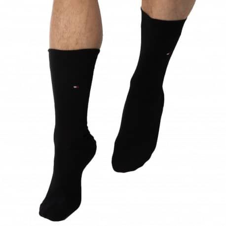 Tommy Hilfiger Lot de 2 Paires de Chaussettes Classiques Coton Noires