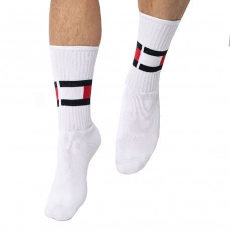 Tommy Hilfiger Chaussettes de Sport Flag Coton Blanches