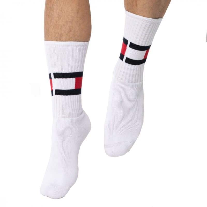Tommy Hilfiger Chaussettes de Sport Flag Coton Blanches