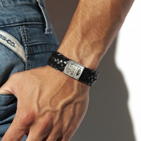 ES Collection Bracelet Cuir Tressé Noir