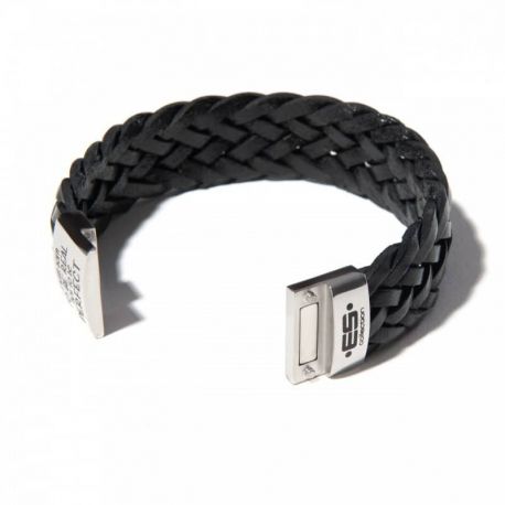 ES Collection Bracelet Cuir Tressé Noir