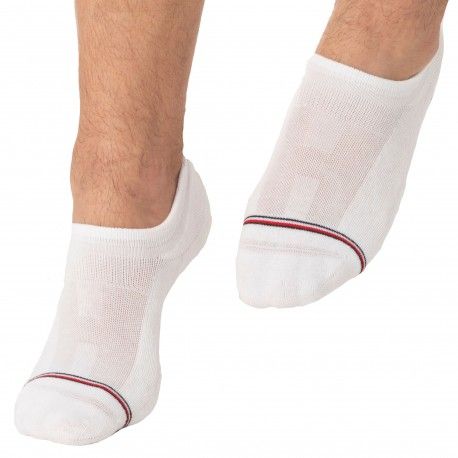 Tommy Hilfiger Lot de 2 Paires de Chaussettes Invisibles Iconiques Blanches